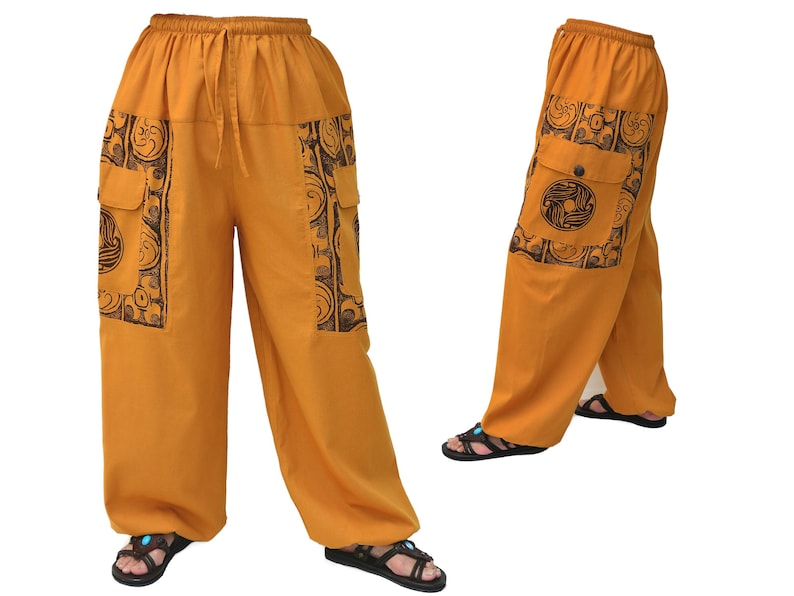 Yoga Harem Pants Women Men Baggy Pants 2 big pockets Gold