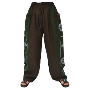 Harem pants Baggy Lounge Yoga Pants women men 2 pockets Dark Brown Green
