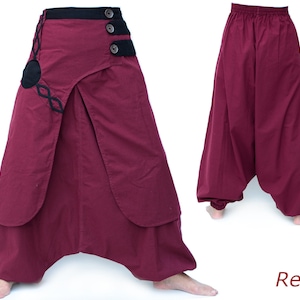 Harem pants men women Wide Leg Pants Boho Hippie Pants Aladdin Pants 9 colors Red