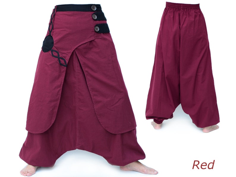 Harem pants men women Wide Leg Pants Boho Hippie Pants Aladdin Pants 9 colors Red