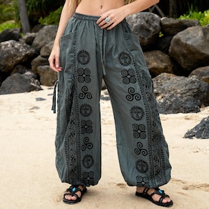 Haremshose Hippiehose Yogahose Loungehose verstellbare Beinlaenge Unisex