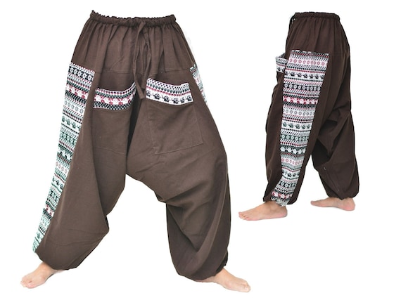 Buy SkullWolf Mens Cotton Solid Harem Pants Yoga Trousers Hippie Boho Pants  (Black) at Amazon.in