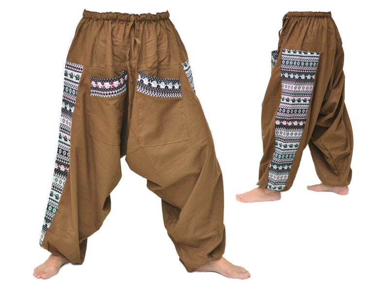 Harem pants men women Boho Hippie Pants Aladdin Pants 2 pockets image 4