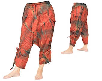 Tie Dye Harem Pants Goa Pants for men and women 4/5 length Handmade & Unique