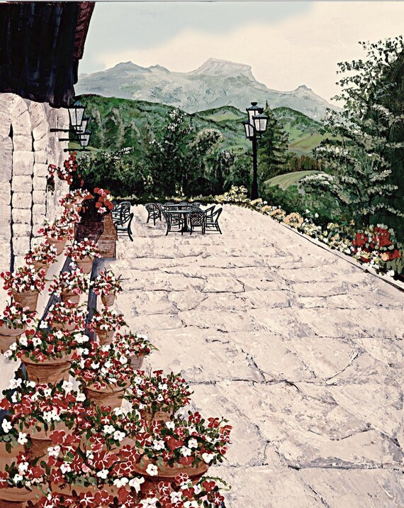 One Left Giclee Canvas Mountains Landscape Spain Cobblestone Etsy