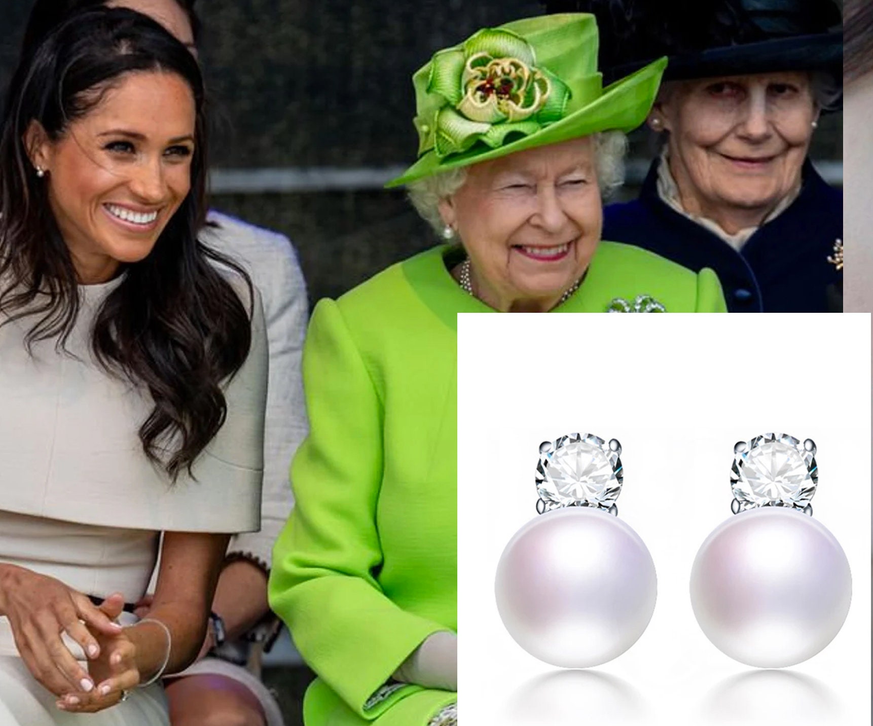 Queen Elizabeth Replica Earrings Pearl Rhinestone Earrings Etsy