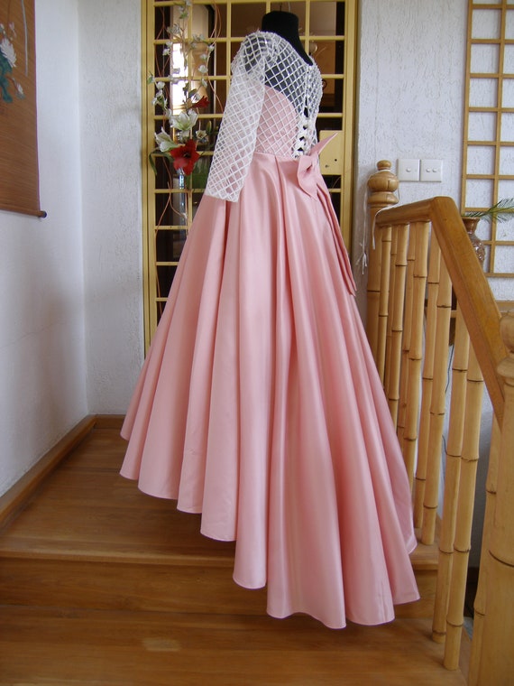 pink satin flower girl dress