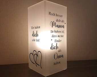 Lampe mit Spruch, individualisierbar, Geschenk für Eltern, Geschenk für Großeltern