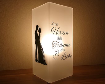 Lampe mit Spruch, individualisierbar, Hochzeitsgeschenk, Geschenk zur Hochzeit