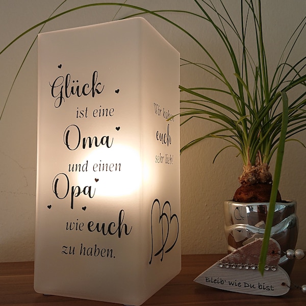 Lampe mit Spruch, individualisierbar, Geschenk für Eltern, Geschenk für Großeltern