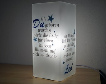 Lampe zur Geburt, Taufe, Geschenk - Personalisierbar