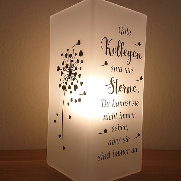 Lampe mit Spruch, individualisierbar, Geschenk für Kollegen