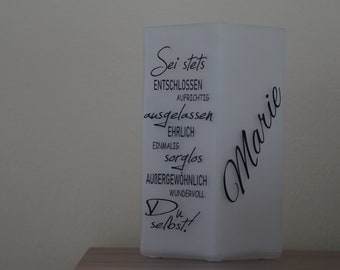 Lampe mit Spruch, individualisierbar