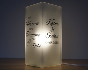 Lampe mit Spruch, individualisierbar, Hochzeitsgeschenk, Geschenk zur Hochzeit