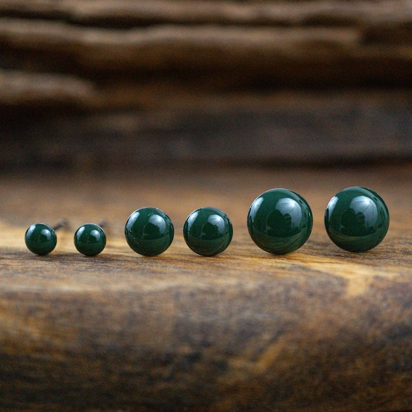 Small dark green khaki mini stud set with stainless steel - wide color selection, ear studs for children