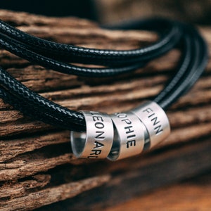 Collar con nombre vegano en negro con grabado en auténtica plata 925, collar para hombre, regalo para hombre, regalo para el Día del Padre
