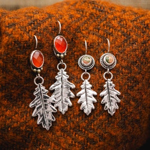 Kurze Eichenblatt Ohrringe aus Silber 925, Unakit Ohrringe, Herbstliche Ohrringe, Eichenlaub Ohrringe Echtsilber, Naturschmuck Geschenk Bild 10
