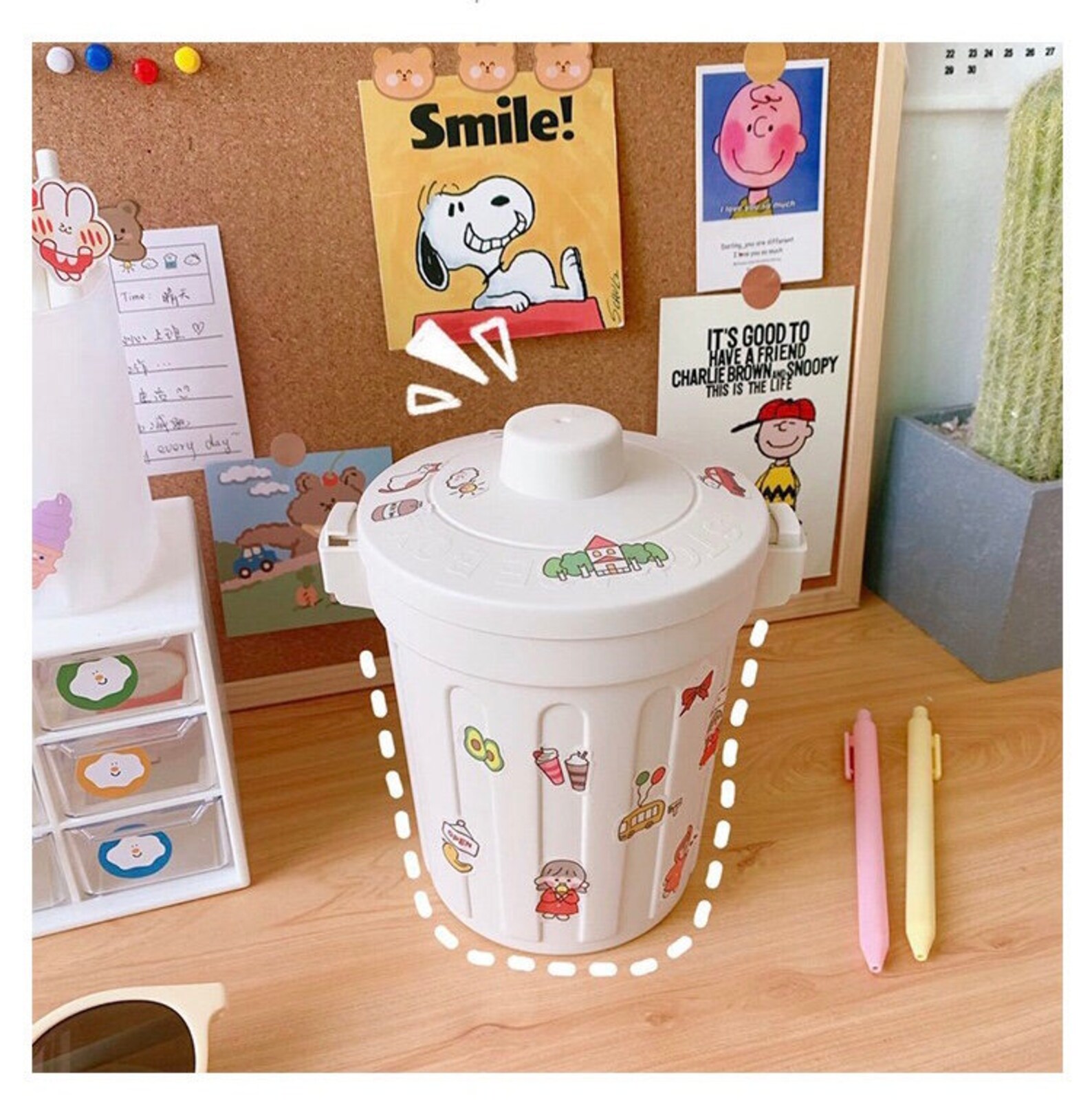 Small Cute Dustbin / Trash Bin Storage Box with Lid / | Etsy