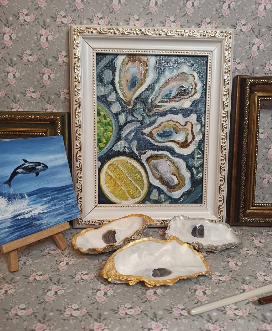 Plate of oysters Framed paintings original Oil painting Etsy