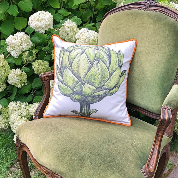 Botanical pillow cover artichoke throw Botanical Pillow Cover