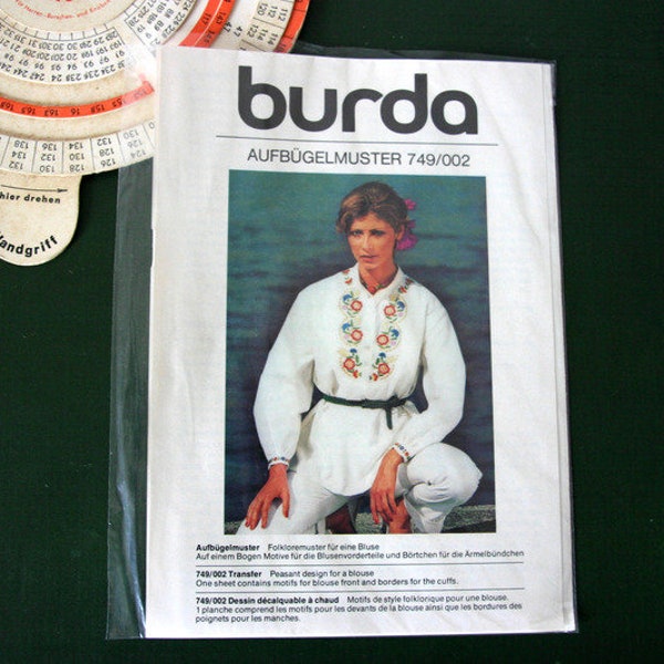 Vintage AUFBÜGELMUSTER  Burda, Tunika