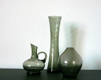 Vintage Rauchglas Vasen 3 Stück, Alfred Taube