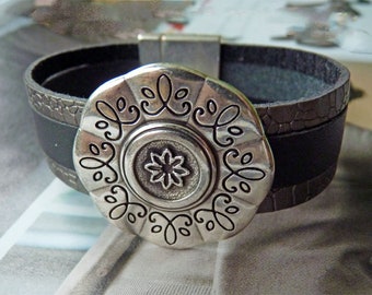 Schlichtes Armband *MANDALA" grau