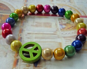 Bonita pulsera *PEACE* Miracle beads multicolor