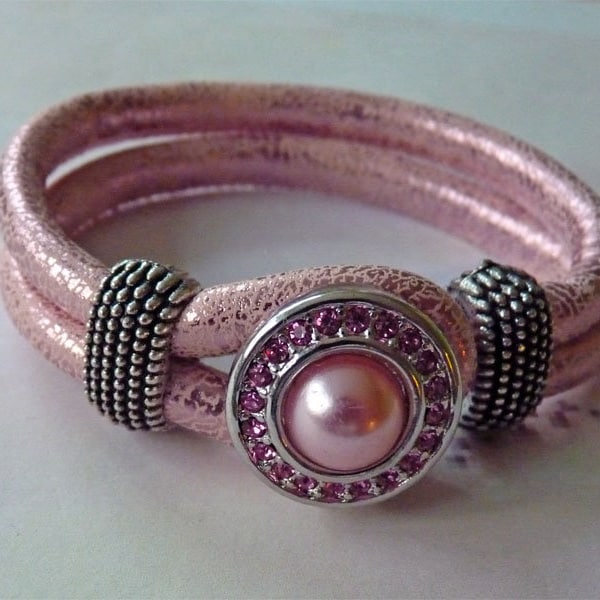 Edles Armband *METALLIC* rosa mit Druckknopf