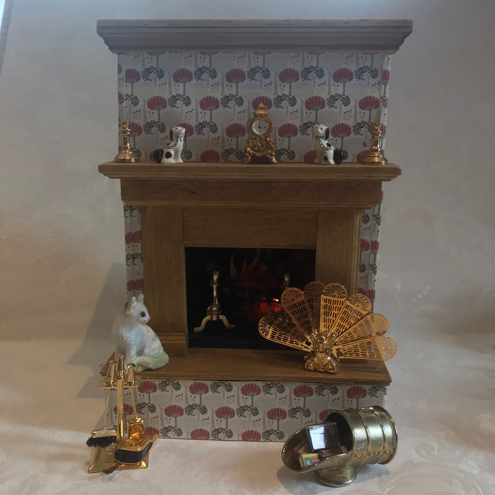 Hand Made Dolls House 1/12 Scale Fireplace With Accessories Etsy