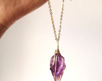 Amethyst necklace healing crystal in various sizes raw crystal