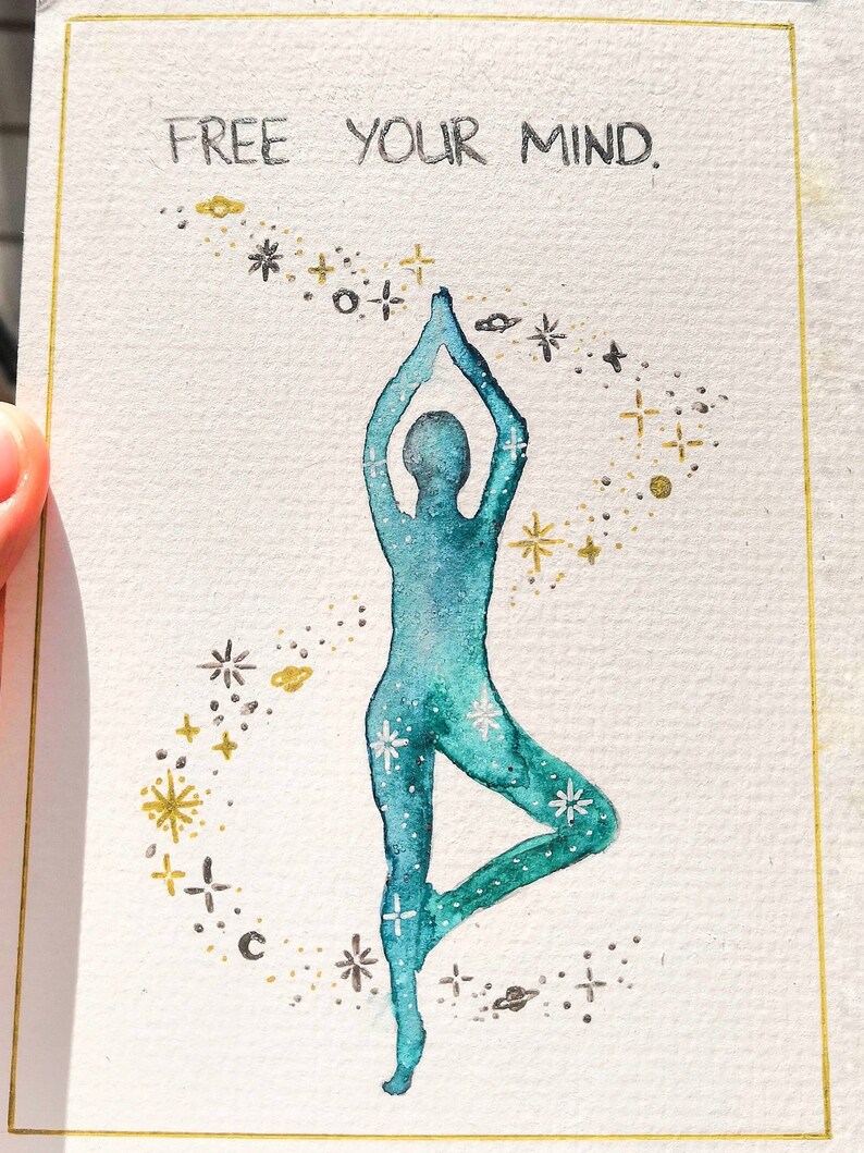 Yoga Meditations Karten Mondpostkarte Yoga Postkarte | Etsy
