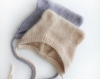 Cappello per neonati lavorato a maglia in 12 colori Cappello da orso alla moda con orecchie Berretto in angora Vestiti carini e caldi