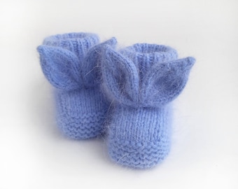 Scarpine per neonati con orecchie da coniglio, calde scarpine in lana lavorate a maglia, regalo per neonati, calzini invernali