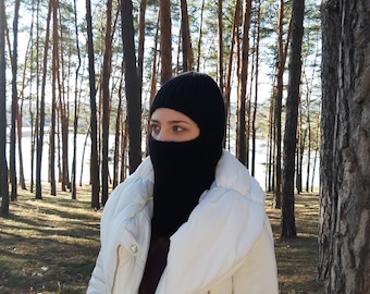 Maschera da sci passamontagna in maglia nera