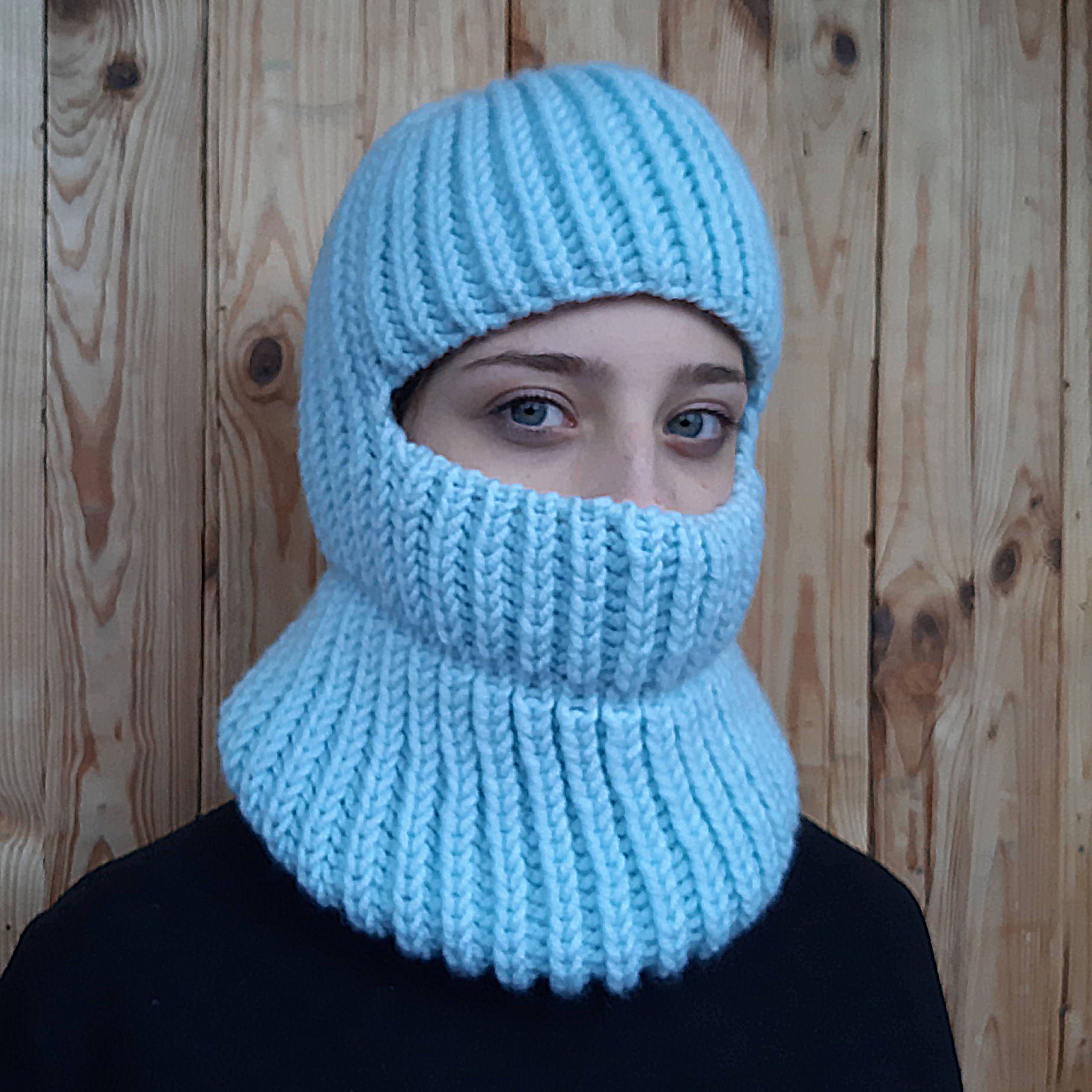 Blue Knitted Balaclava Ski Mask - Etsy