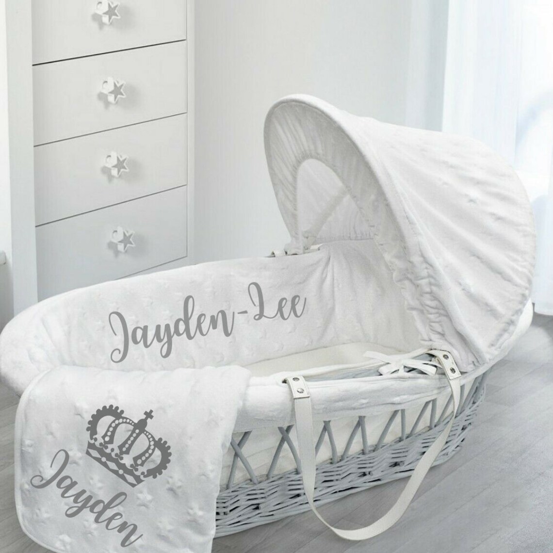 Luxury embroidered Dimple Moses Basket Dressing Set Etsy