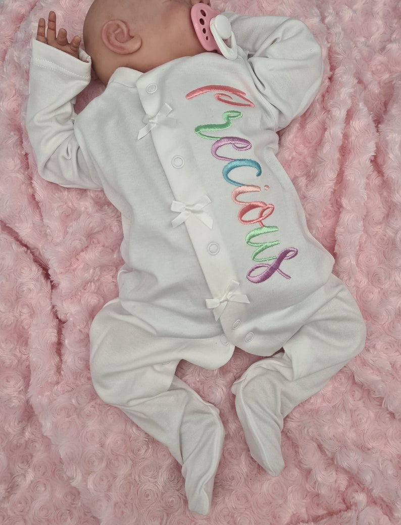 Coming Home Outfit Monogram and Name Coming Home New Baby Gift Personalised Baby Grow All In One Newborn Sleep Suit