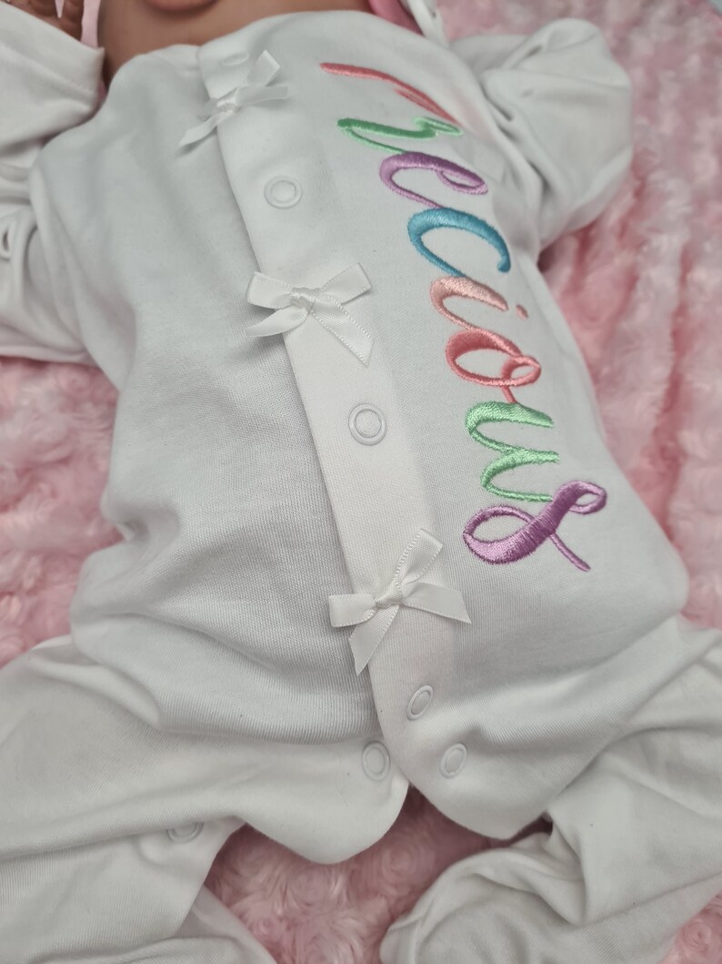 Coming Home Outfit Monogram and Name Coming Home New Baby Gift Personalised Baby Grow All In One Newborn Sleep Suit