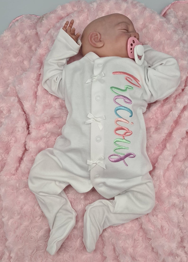 Coming Home Outfit Monogram and Name Coming Home New Baby Gift Personalised Baby Grow All In One Newborn Sleep Suit