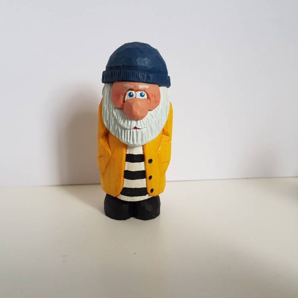 Hand carved and hand painted little fisherman Fred