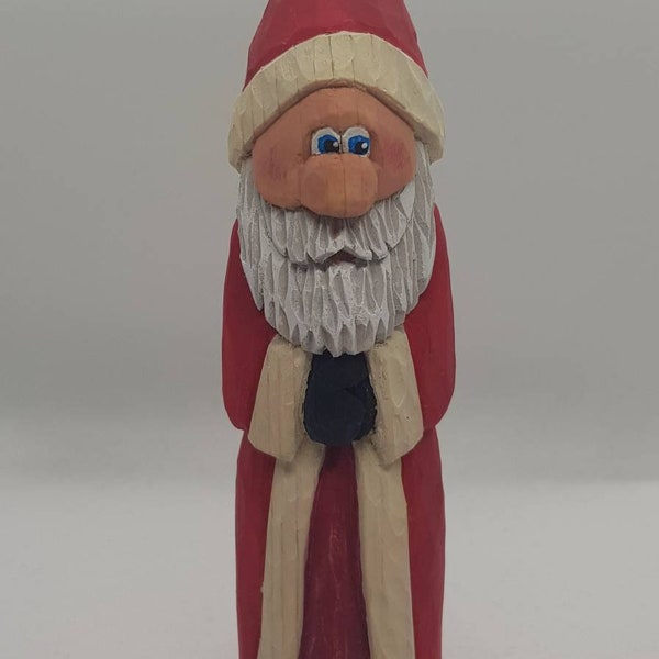 Talla de Papá Noel tallada y pintada a mano