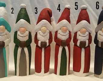 Hand Carved Wooden Santa's