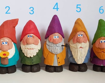 Hand carved and hand painted little gnomes