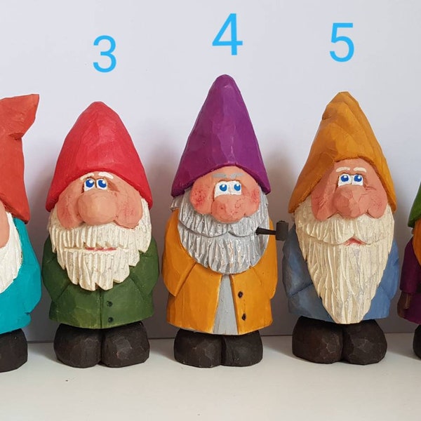 Hand carved and hand painted little gnomes