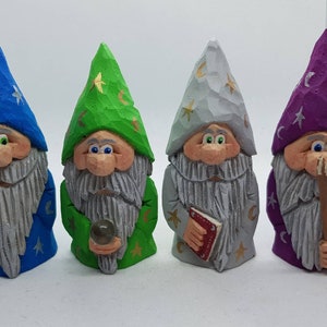 Mini hand carved and hand painted wizards