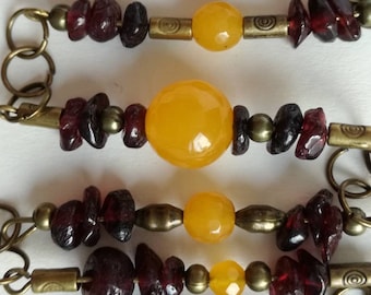 Handmade Roman Necklace: Garnet, Jade & Bronze Replica Jewelry
