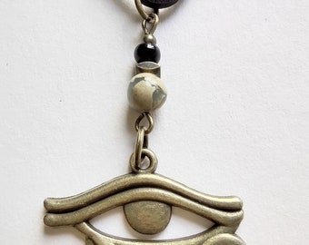Bronze Eye of Horus Pendant: Egyptian Amulet, Leather Cord