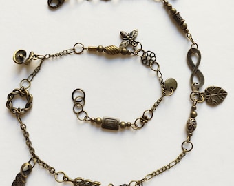 Ancient Roman Style Charm Necklace: Bronze Amulets, Historical Jewelry