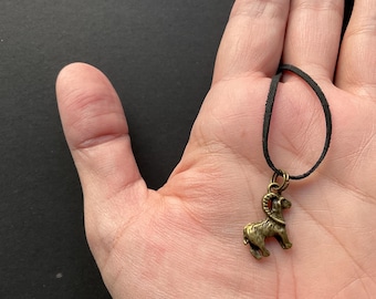 Bronze Goat Pendant: Almathea Replica on Black Leather Cord